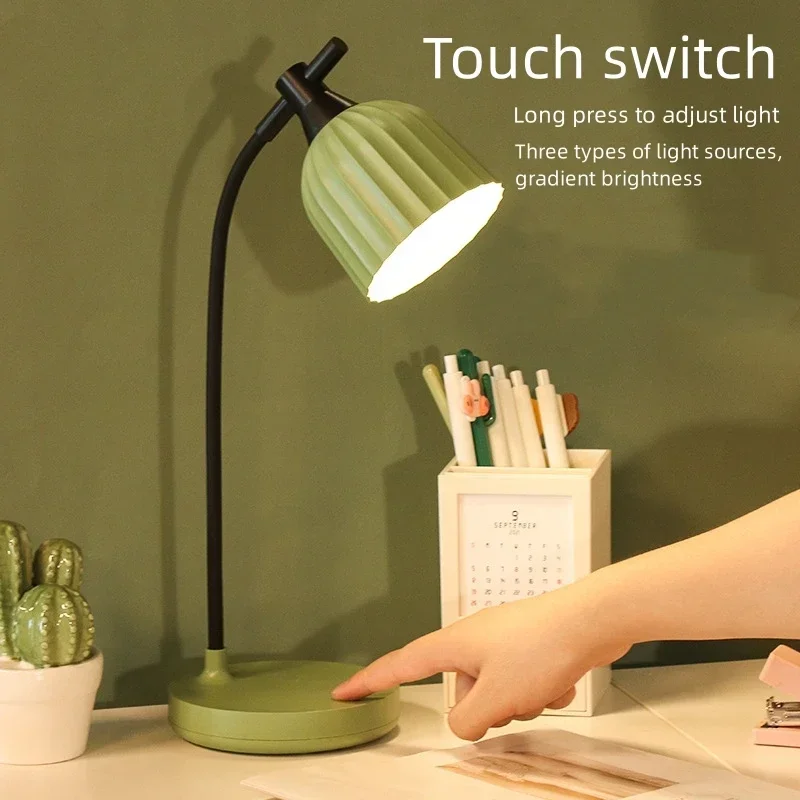 LED Table Lamp USB Desktop Student Bedroom Bedside Office Reading Study Night Light Desk Lamps Indoor Lighting Eye Protection