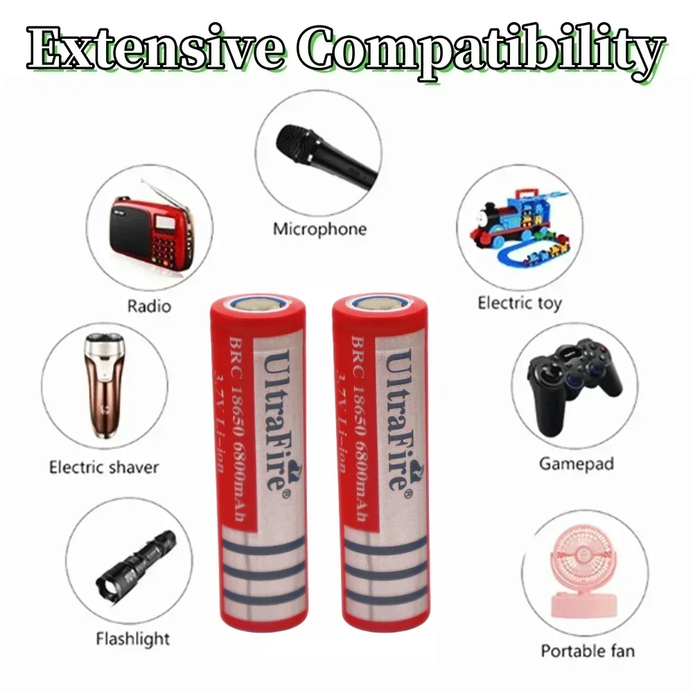 Original 18650 Battery 3.7V 6800mAh Rechargeable Li Ion Battery for Led Flashlight Battery Litio Lithium Batterie + Charger