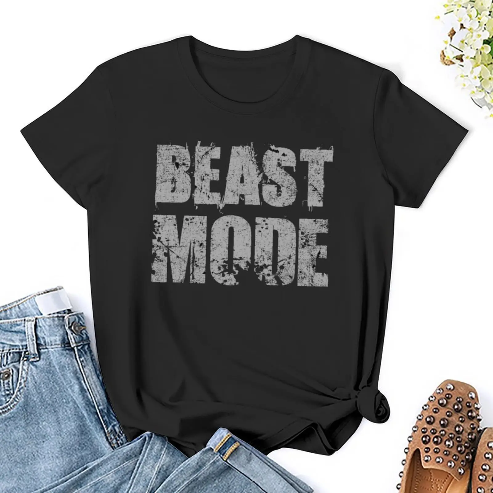 เสื้อยืดแขนสั้น BEAST MODE เสื้อยืดสวยงามเสื้อน่ารักแฟชั่นผู้หญิง