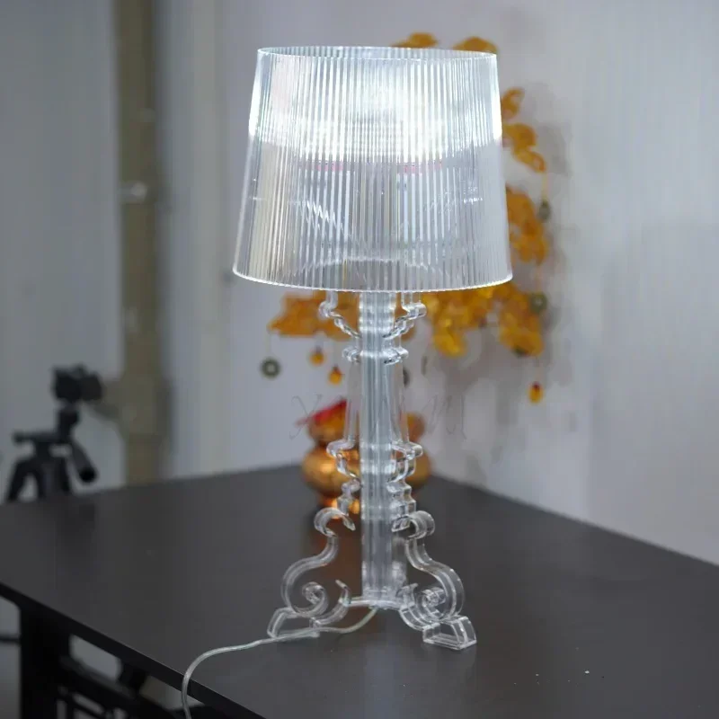 Simple Modern Creative Personality Net Red Optical Balcony Floor Lamp Transparent White Baroque Ghost Table Lamp Bedroom Bedside