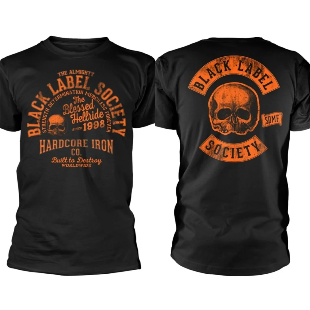 Men's Society Hardcore Hell Tour Graphic T-Shirt- Official BLS Logo and Skull Print Crew Neck Casual Band T-shirt