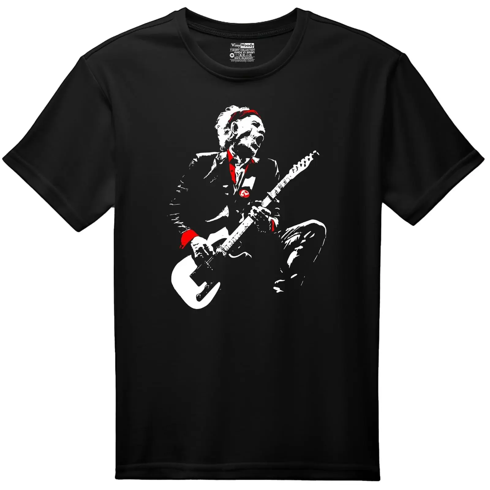 Camiseta VINY WOODY Keef Riff, Negra, Estilo Rockero, Músico, Algodón, Cuello Redondo, Estilo Casual, Música Vintage, Lavada, Unisex, Cómoda