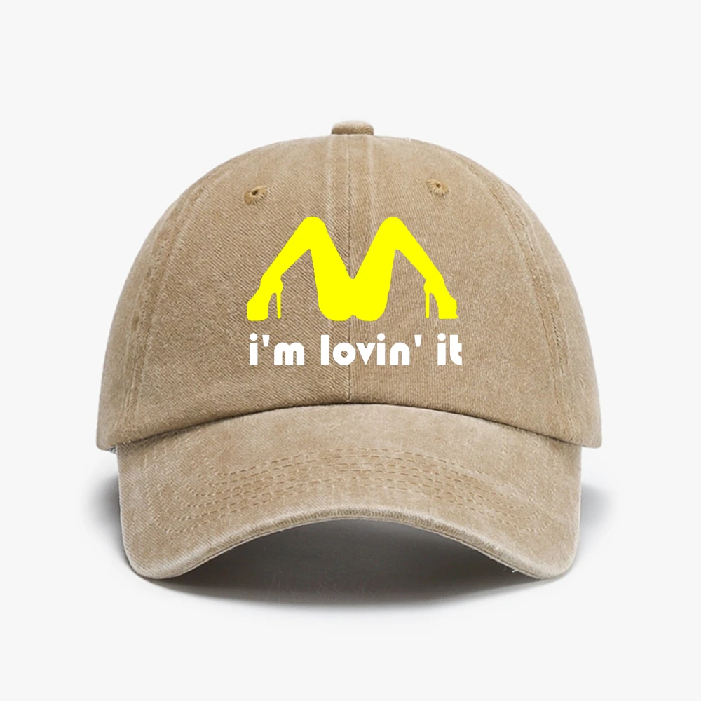 

I'm Loving It print baseball cap Funny Humor Joke Rude Summer Dad caps fashion Vintage Washed Denim Hat adjustable Snapback hats