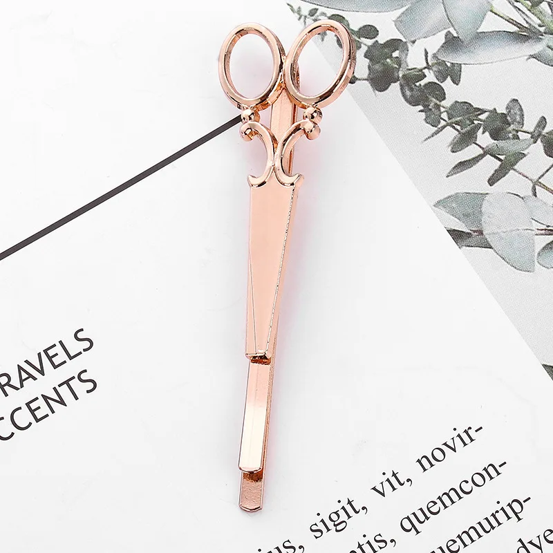 Gold Silver Creative Scissors Shape HairPin Women Girls Hair Clip Delicate Metal Hair Barrette Fashion Hair Accessories