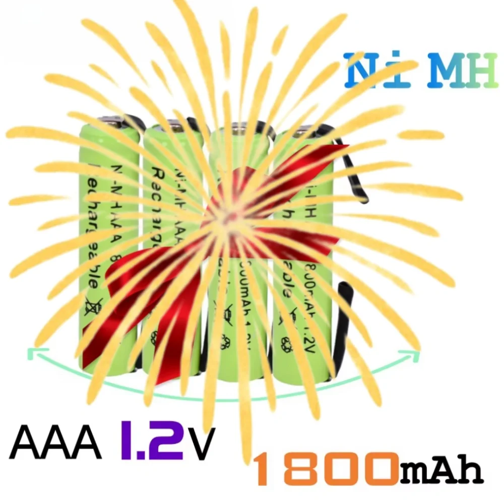 

NEW AAA 1800mAh 1.2V Ni-MH Rechargeable Battery Cell with Solder Tabs for Electric Shaver Razor Toothbrush