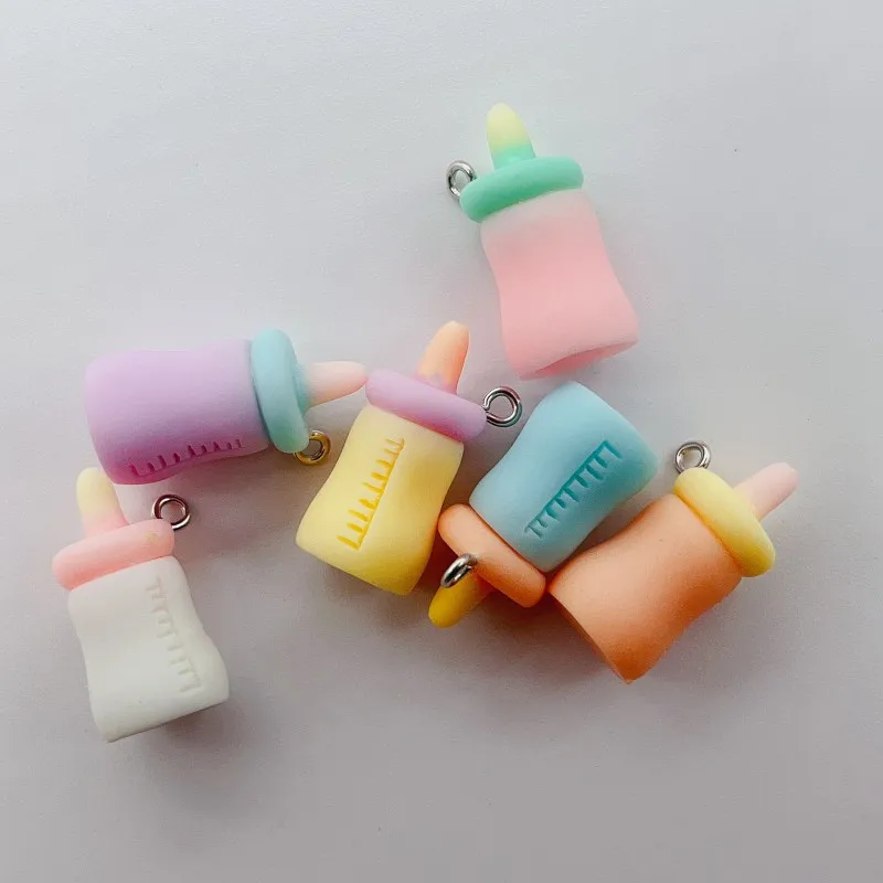 Abalorio de resina para botella de leche de bebé, abalorio esmaltado, pendiente colgante, suministros de artesanía de joyería, 10 piezas