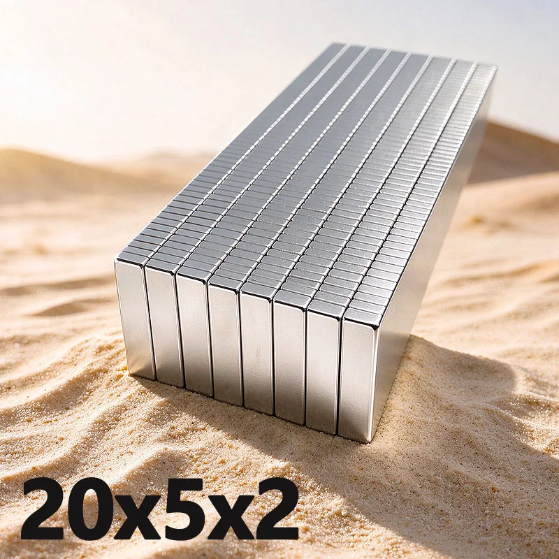 10-1000Pcs N35 Ndfeb Neodymium Magnets 20x5x2mm,Square Block Permanent Magnet for Whiteboard, Kitchen Fridge,Office Refrigerator