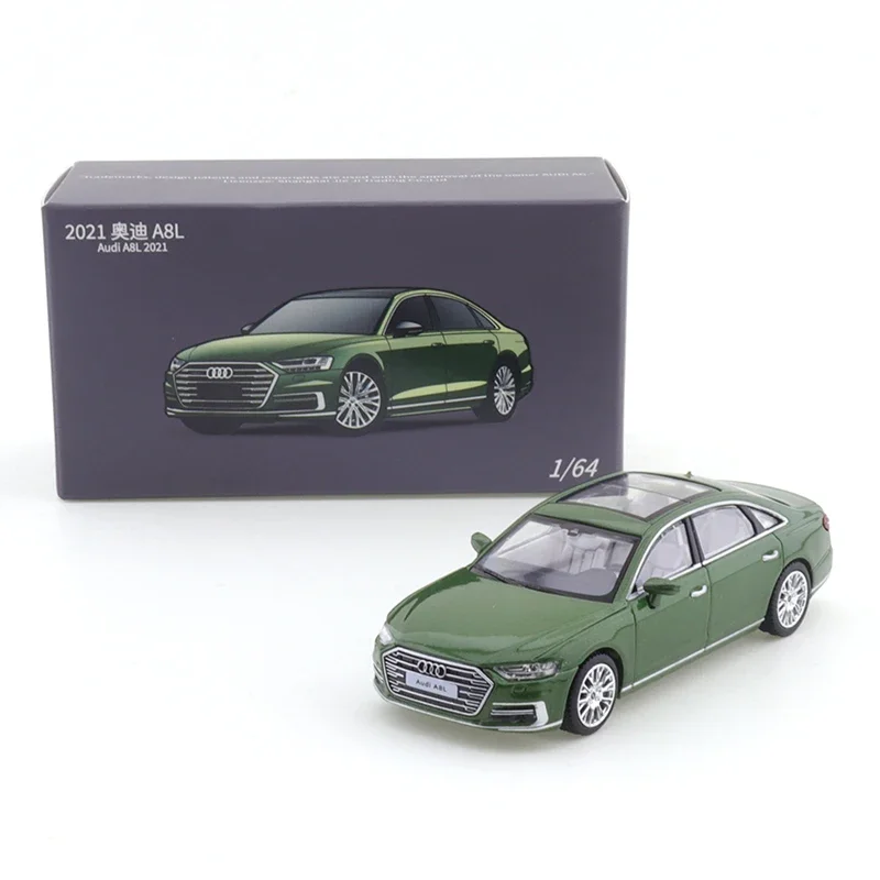 JKM1/64  Audi A8L 2021 A7 Green Vehicle Diecast Automotive Model Ornaments Cas Toys Gift Decorations