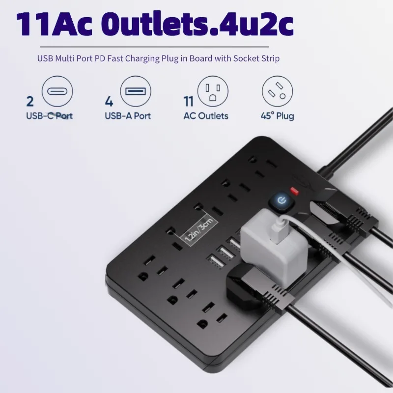 

17 в 1, стандарт США, USB PD с несколькими отверстиями, удлинитель для быстрой зарядки, розеткой и удлинительной платой