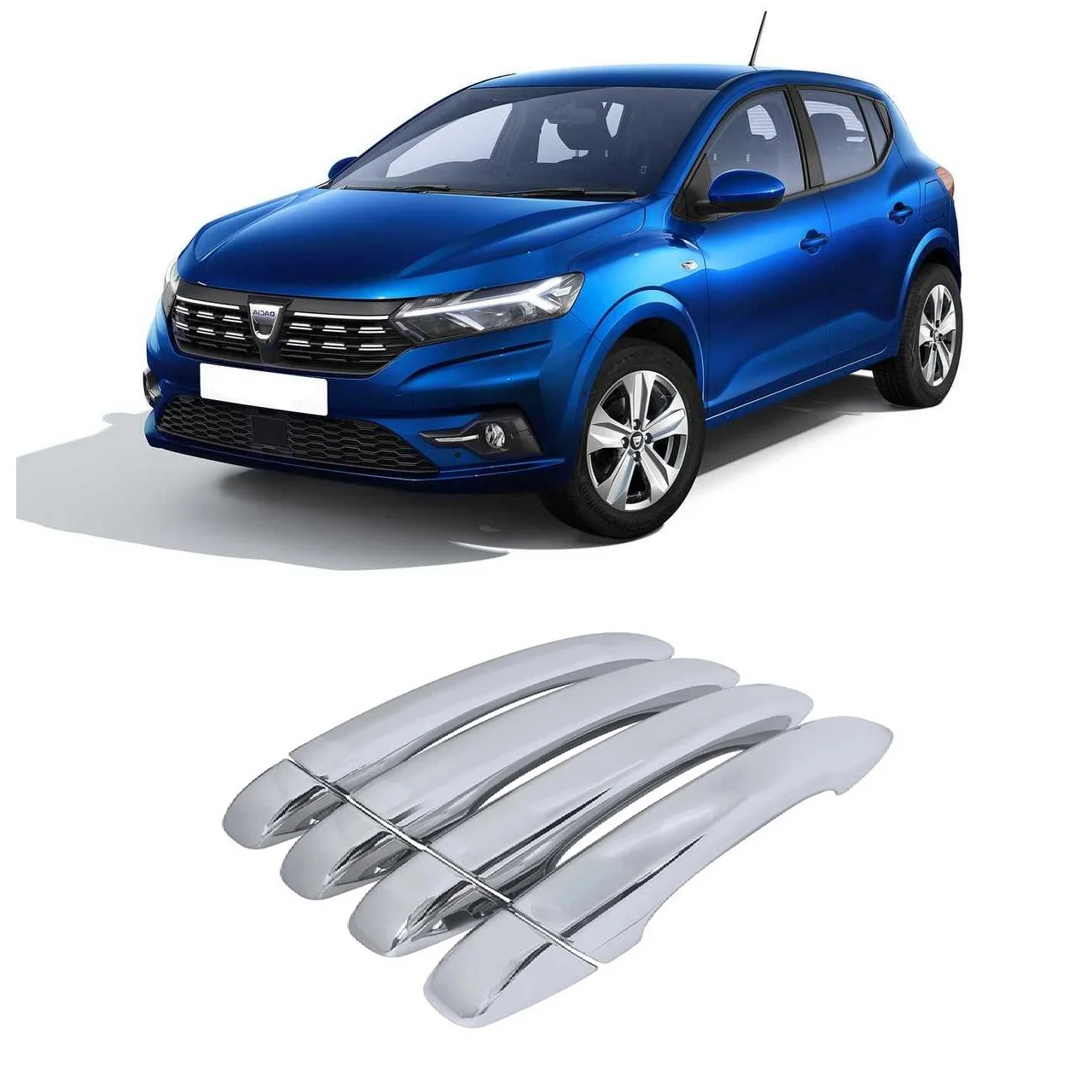 

Chromed Styling Door Handle Stck-on Decoration Cover for Dacia Sandero Stepway MK3 2021 2022 2023 2024 2025 Car Accessories