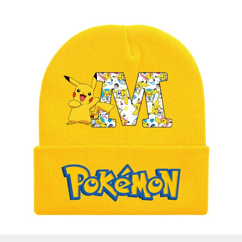 Pokemon Knitted Cap Headgear Cartoon Winter Woolen Hat Pikachu Skullies Beanies Boys Girls Bonnet Christmas Birthday Party Gifts