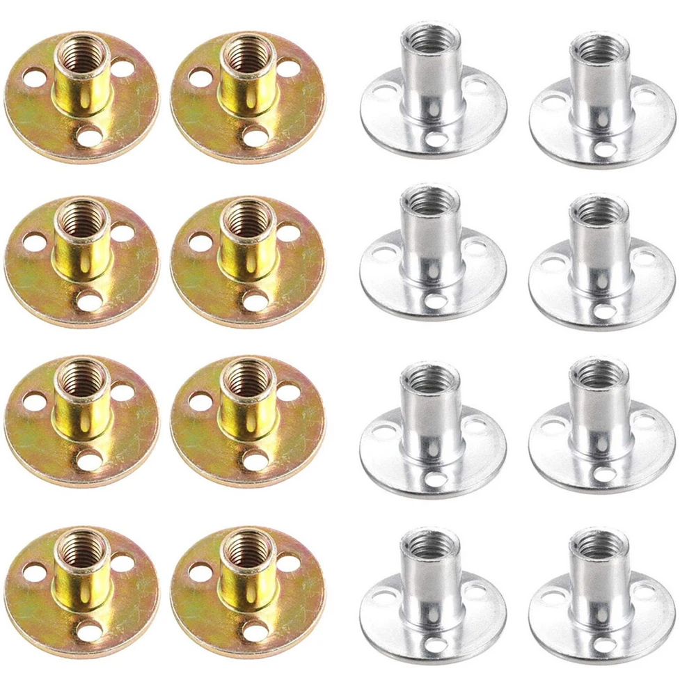 10pcs with Round Base Hardware Splint for Woodworking Galvanized Fastener Iron Plate Nut Furniture Accessory T Nuts