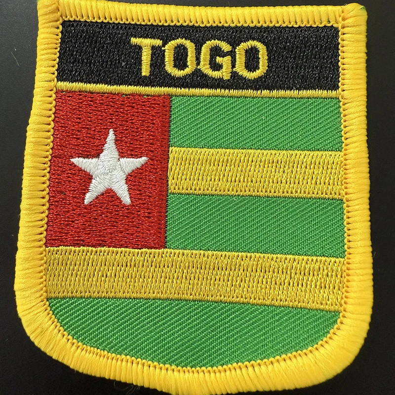 Togo Shield Shape Iron on Embroidery Patches Saw on Transfer Patches Sewing Applications for Clothes Back Pac