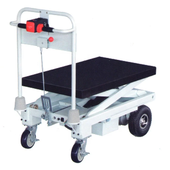 Material Handling Carts Electric Motorcycle Lift Table with Single Scissor 500KG Lift Tables with Wheels