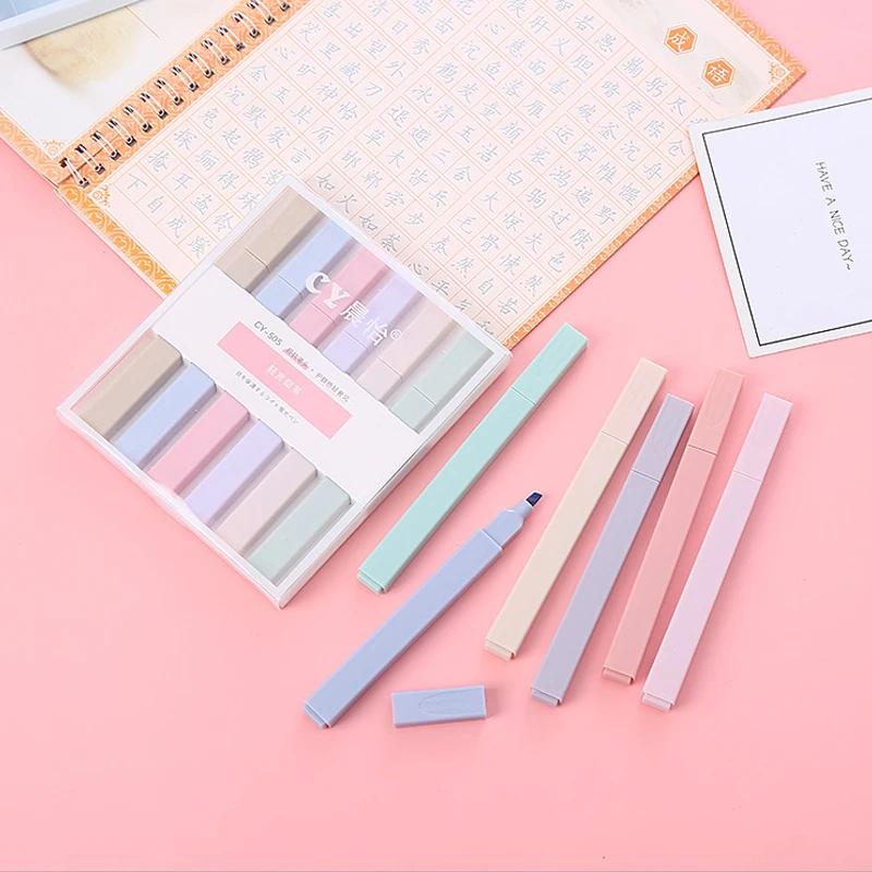

Morandi color highlighter, soft tipped marker, student highlighter kit