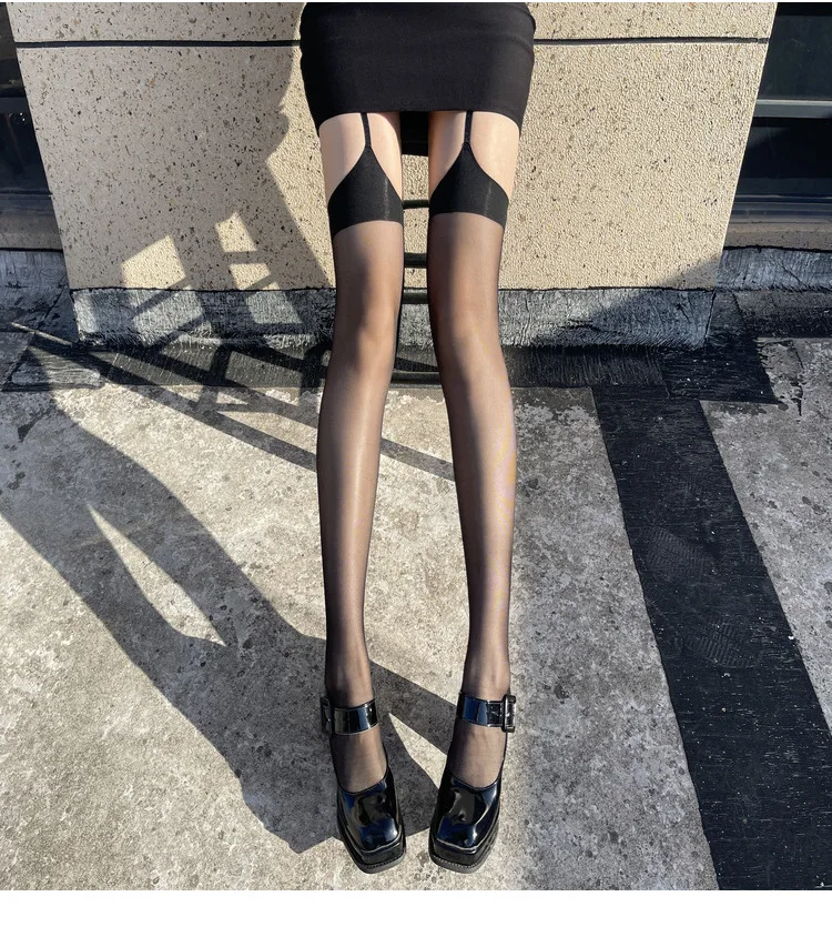 Punk Sexy Damen Lange Strümpfe Vergnügungsorientierte Enge Club-Party Elastische Strumpfhose Strapsstrümpfe Laufmaschenresistente Overknee-Strümpfe – Detail 9