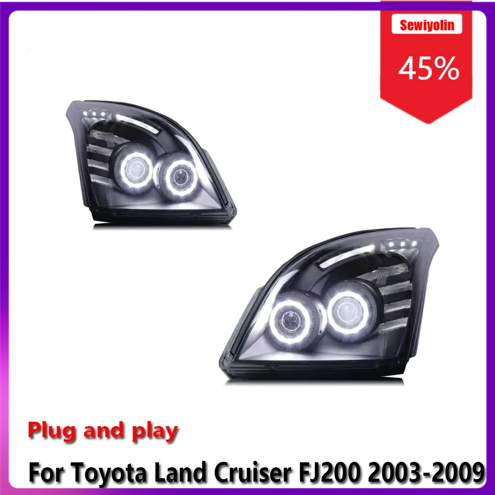 

Sewiyolin Car LED Lamp Headlight Assemblies For Toyota Land Cruiser FJ200 2003-2009 Fog DRL Brake Turn Signal Lamp