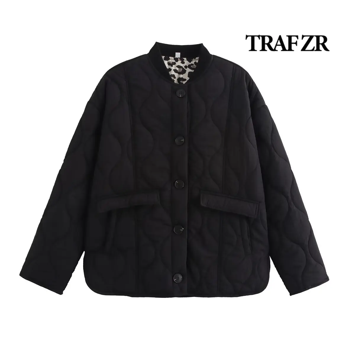 TRAF ZR Padded Coat New in Outerwears Leopard Print Lining Snow Parka Elegant Luxury Women's Coat Warm Woman Winter Coats