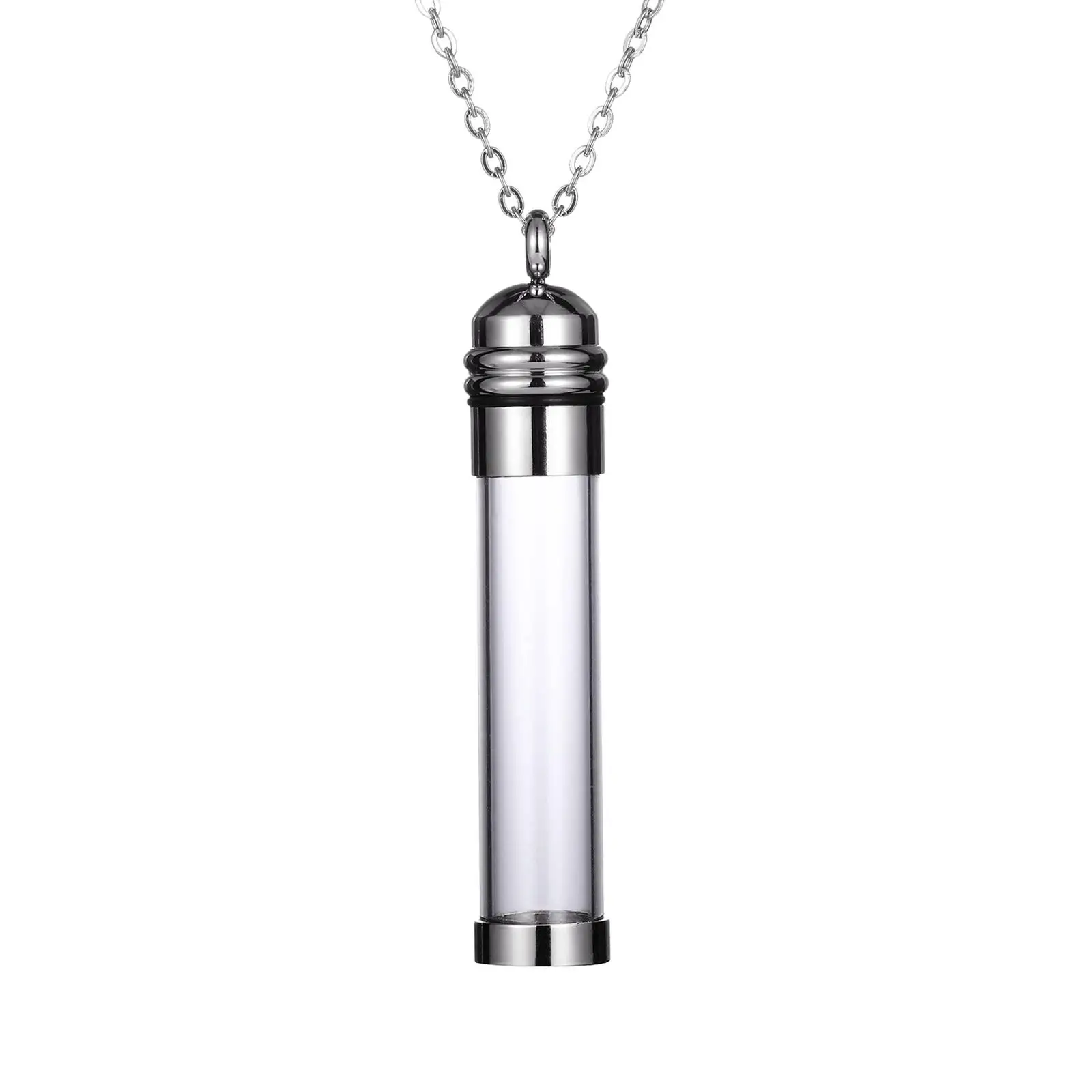 Clear Urn Necklace Cremation Ashes Jewelry Cylinder Locket Scent Container Waterproof Memorial Gift