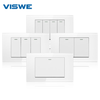 VISWE Electrical Light Switch 1 2 3 4gang 2way Push Button Switch 16A 250V 118mm*72mm Tempered Glass Panel