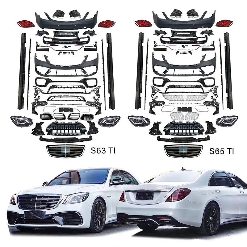 2014-2018Y S500 S350 W222 Upgrade to S63 S65 TI Style Car Body Kit Bumpers Auto Body Parts Accessories for Mercedes Benz S Class