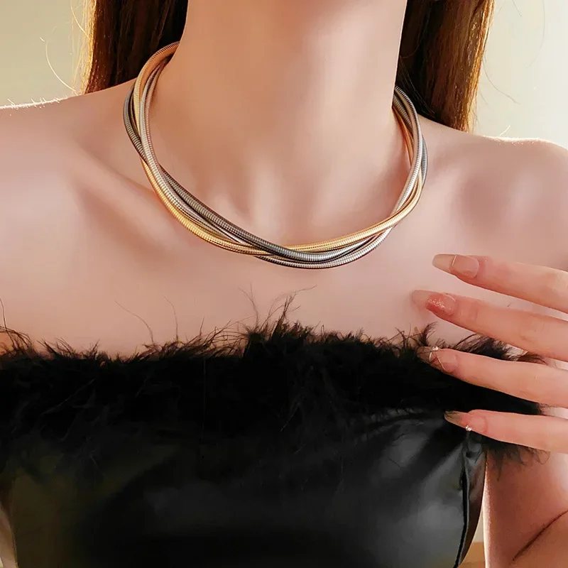 Draweye Schlangen ketten Halskette für Frauen HipHop Punk-Stil Vintage Twist Chokers Kragen Para Mujer Y2k mehr schicht igen Schmuck