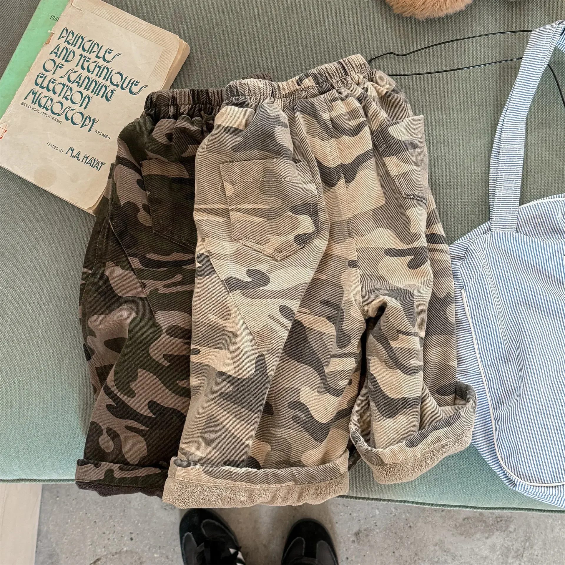 2026 Kids Clothes Fur Lining Boys Trousers Thicken Warm Girls Pants Wide Leg Korean Style Trousers 1-7 Y