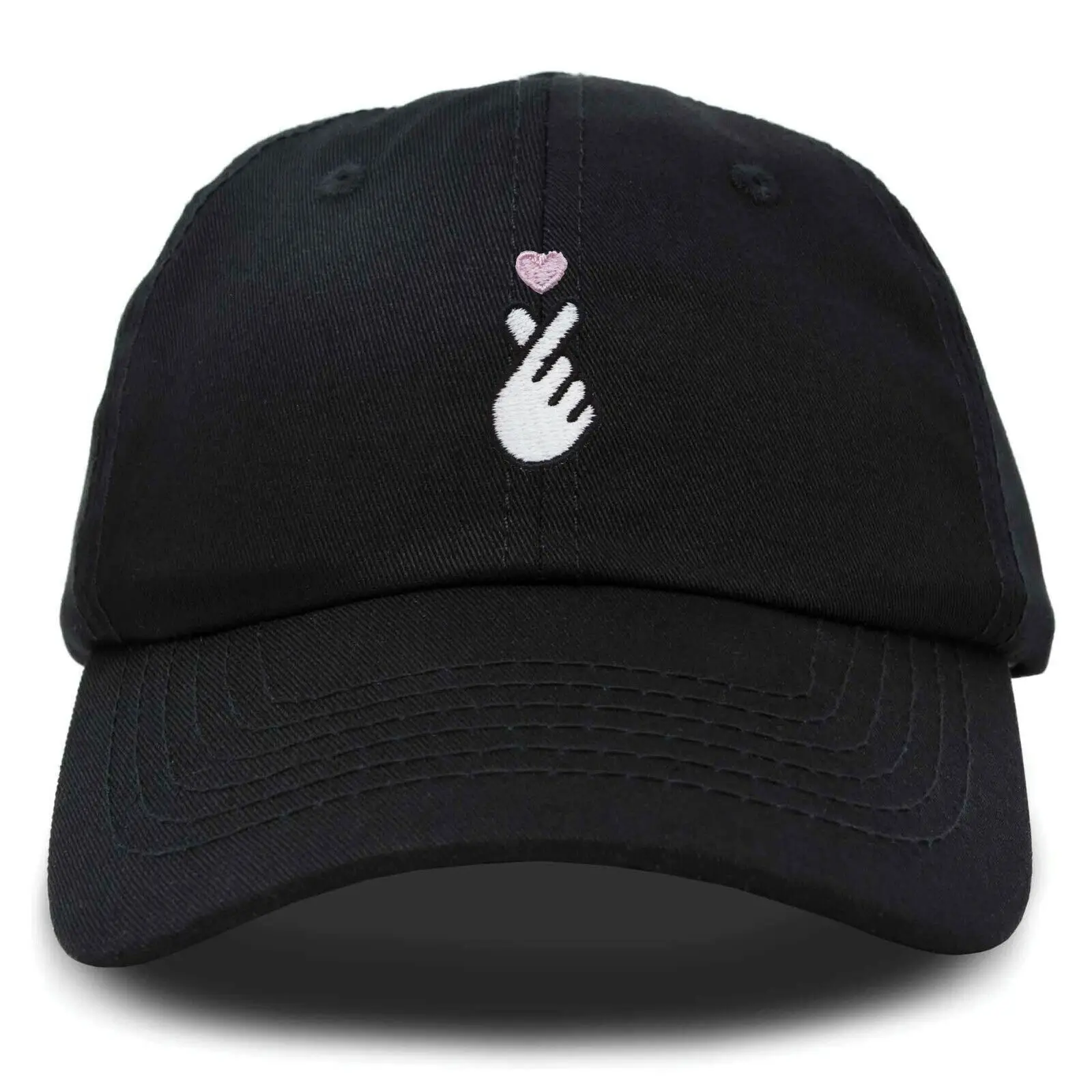 Kpop Korean Love Snap Finger Hand Heart Hat Son Hatu Womens Embroider Cap