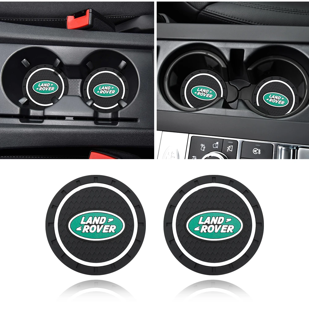 2pcs Anti-slip Pad Mat Interior Car Water Cup Pad  Rubber Mat For Land Rover Defender Freelander Discovery 1 2 3 Evoque Range SV