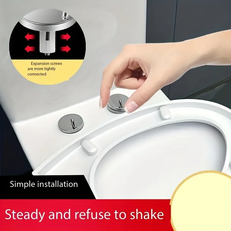 2 Sets Easy to Install Durable Toilet Seat Hinge Bolts and Caps Set, Universal Top Mount Plastic Stabilizers for Secure