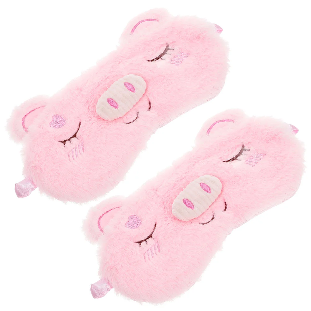 2 Pcs Plush Eye Mask Korean Face Baby Goggles Pig Facial Sleep for Kids Girls Blindfold Sleeping Cotton Night Masks