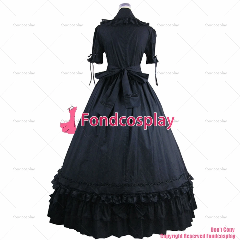 fondcosplay Gothic Lolita Punk Medieval Gown Black Ball Long Evening cotton Dress CD/TV[CK1383]