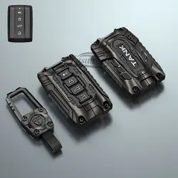 Funda de aleación de Zinc y silicona para llave de coche, anillo de cadena para Great Wall GWM WEY TANK 300 500 Tank300 Fob, llave inteligente, protección Interior