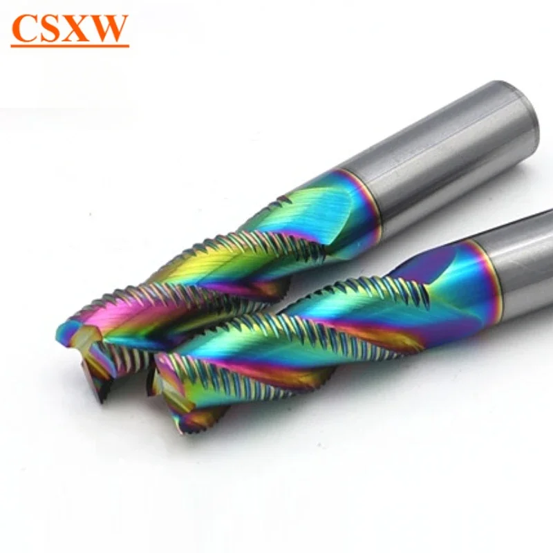 HRC60 Roughing End Mill Solid Carbide 3 Flutes For Metal Aluminum MDF Fiberglass Acrylic Wood Copper Plastic CNC Machine Tool