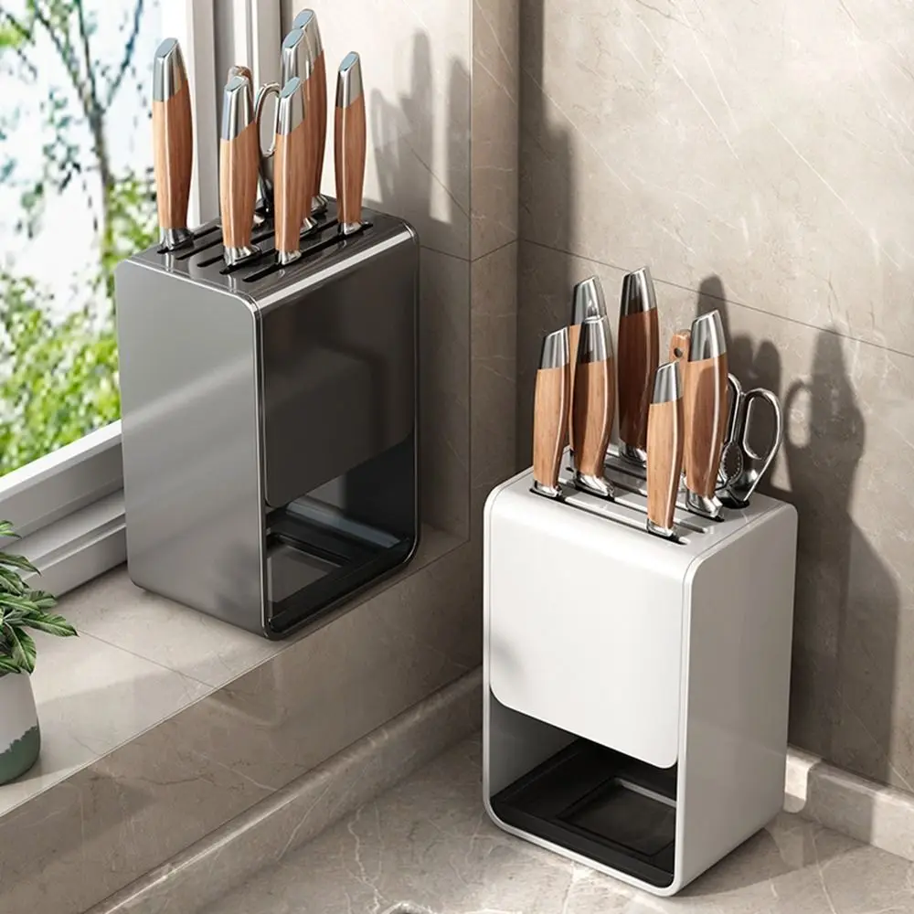 

Carbon Steel Knives Holder Drainage Mold-resistant Tableware Storage Rack Space Saving Large Capacity Cutlery Organizer for Home