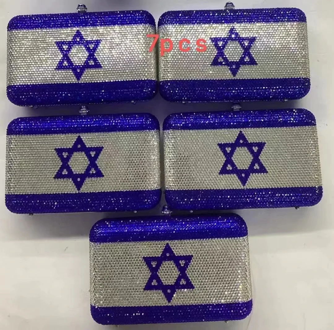 

В наличии Роскошные новые дизайнерские вечерние сумки с кристаллами флагом Израиля вечерние сумки с узором из Великобритании и США вечерние сумки с драгоценными камнями для женщин кошелек клатч Сумки