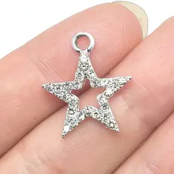WZNB 10Pcs Crystal Stars Frame Charms Pentagram Alloy Pendant for DIY Jewelry Making Handmade Earring Necklaces Diy Accessories