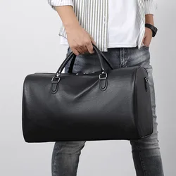 Travel Tote Handbag Luggage Business Briefcase PU Leather Bag Male Gym Boston Fitness Duffle Shoulder Sports Side Bag For Men