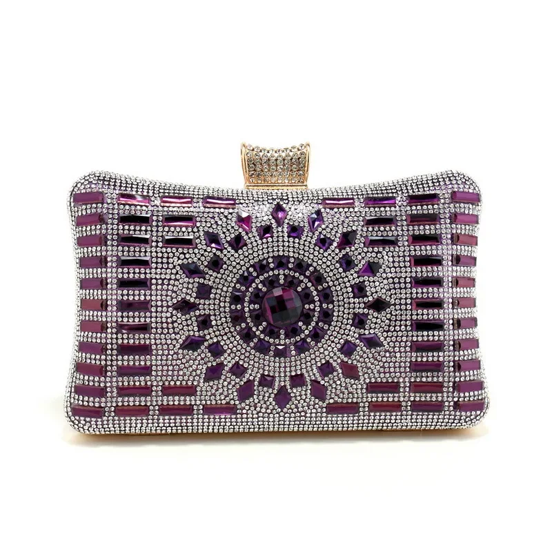 

Classic Square Clutch Women Luxury Seauined Diamond Evening Bag Wedding Prom Party Knucklebox Elegant Small Purses and Handbags
