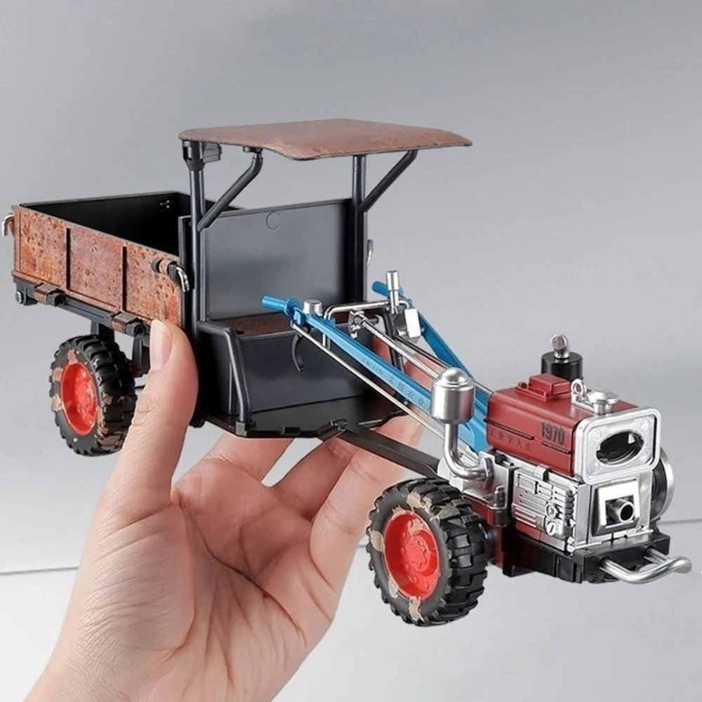 

1:24 Agricultural Walking Tractor Toy Model Sound Light Alloy Diecast Retro Variable Engineering Vehicles Collection Gifts