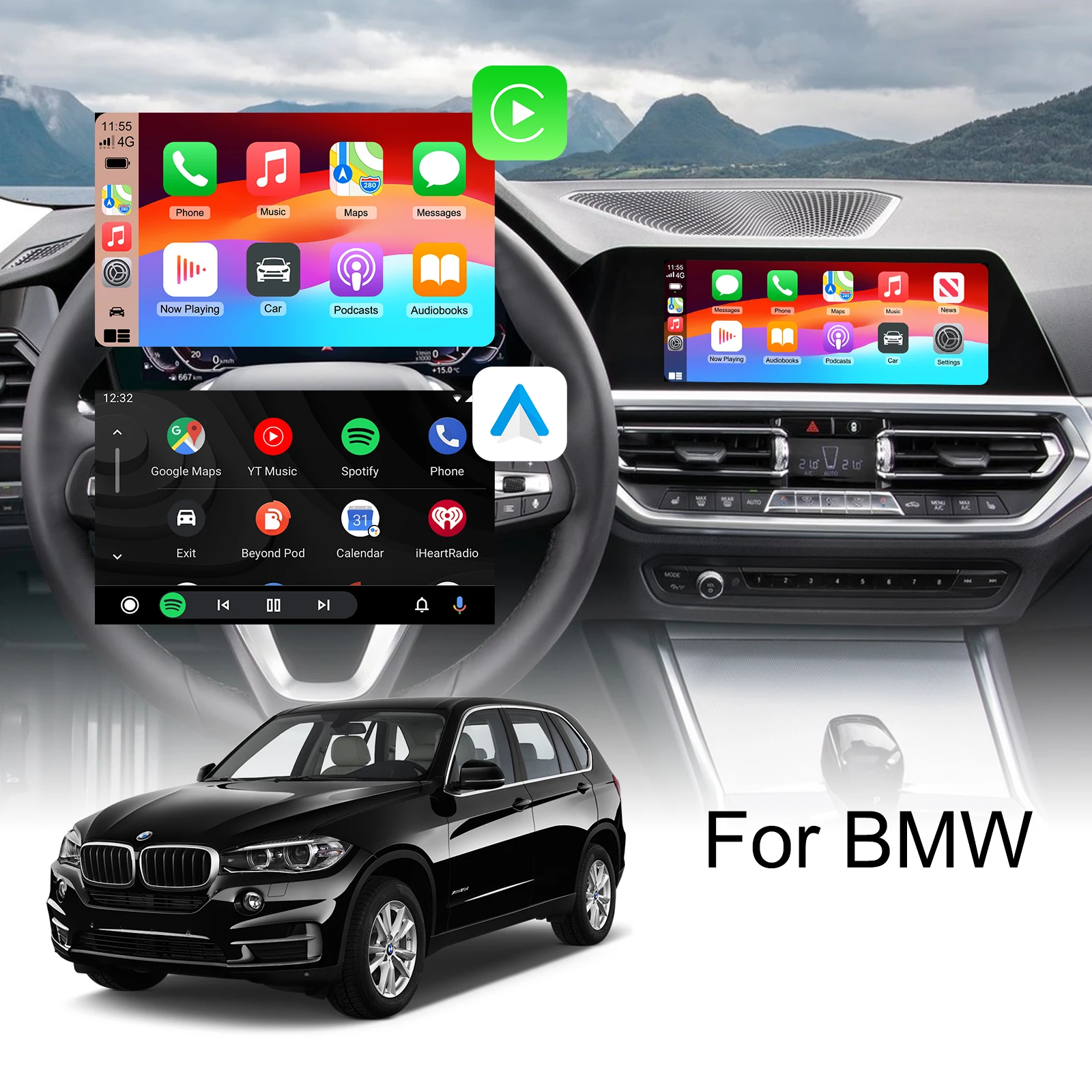 Ezonetronics Wireless CarPlay Android Auto retrofit kit decoder box for 2016-2024 BMW 1-7Series X1-X7 M3 M4 M5 I3 I8 EVO System