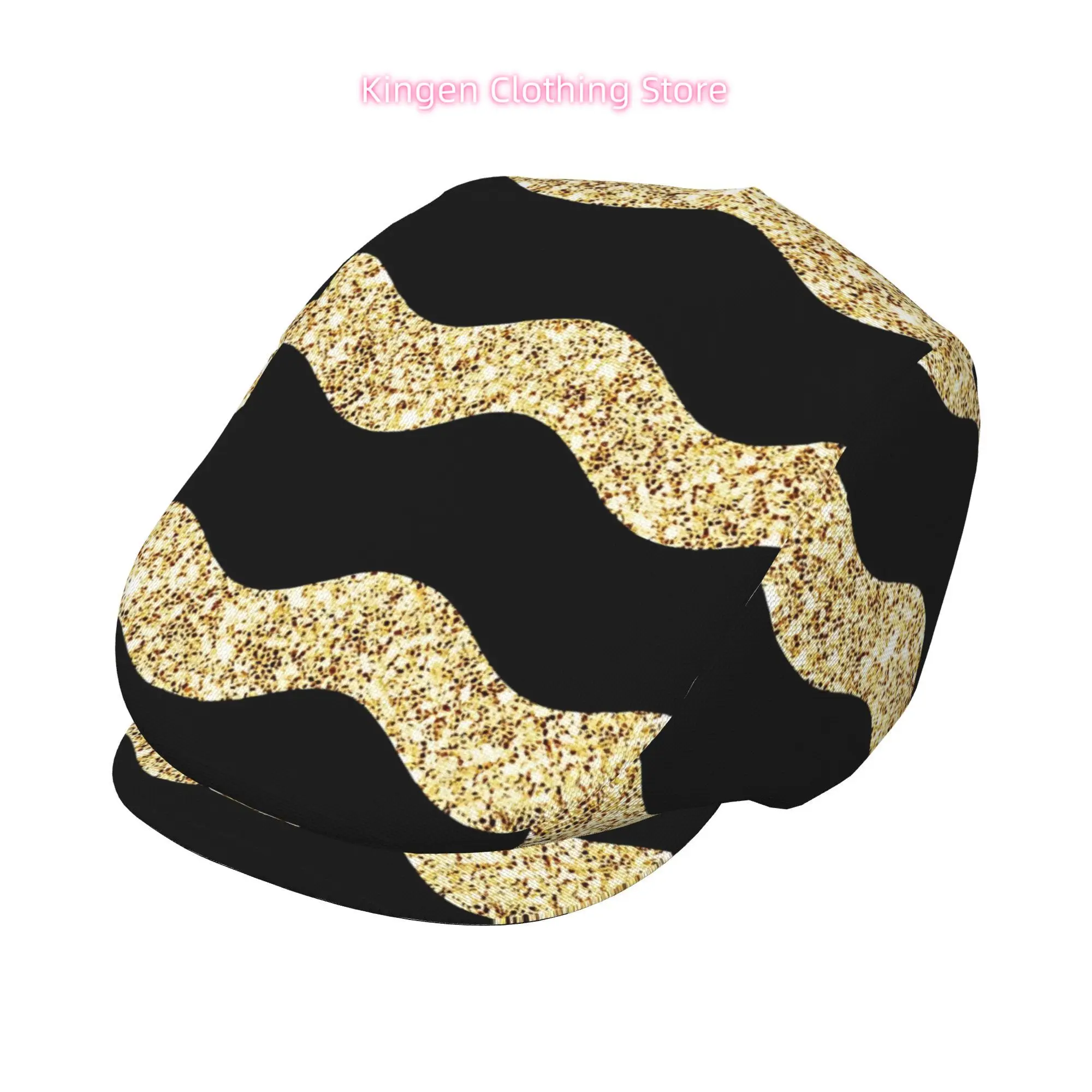 1pc Men' & Women' Noble Golden Wave Art Beret Cap - Adjustable Newsboy/Cabbie Hat with Buckle Closure, Lightweight Polyester for