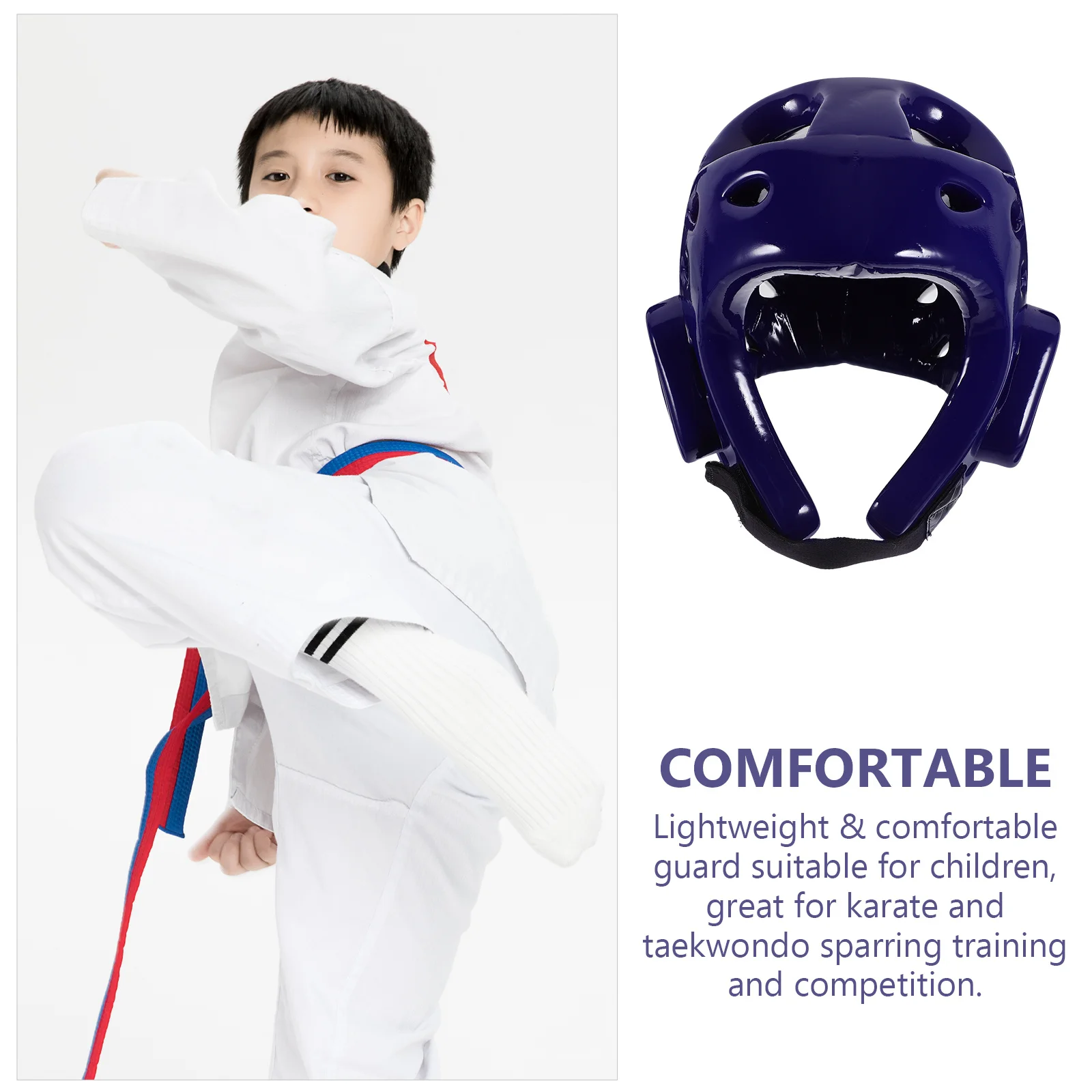 

Taekwondo Headgear Size S Blue Eva Shock Absorbing for Sparring Practice Breathable Lightweight Martial Arts Gear