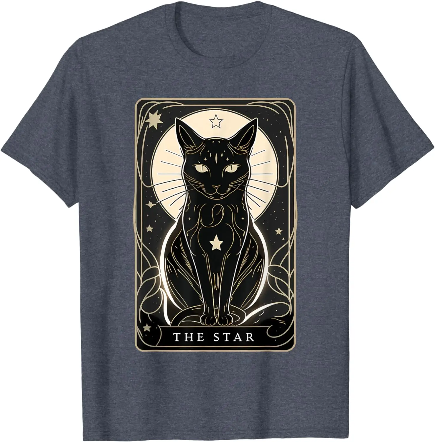 Star Cat Tarot Card Graphic for Tarot Cat Lovers T-Shirt Fresh Breathable Fabric Advanced Suitable for Travel and Play