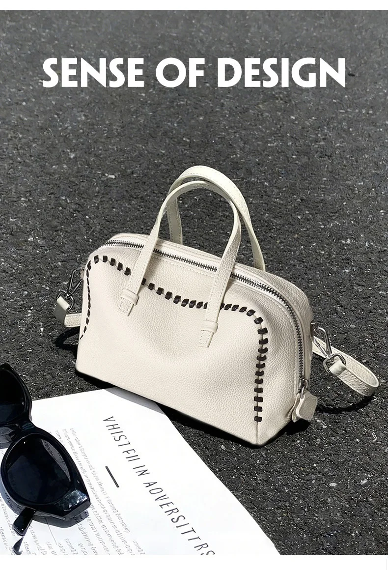 Damen Echtleder Schultertaschen 100% Crossbody Bucket Bag Weibliche Mode Einfarbige Designer Shopper Tote Marken-Trend Handtaschen Bolsas – Detail 6