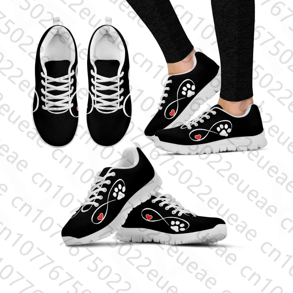 2022 pet paw footprint pattern women's shoes cute dog heart print sneakers women's breathable casual women's shoes flat shoes