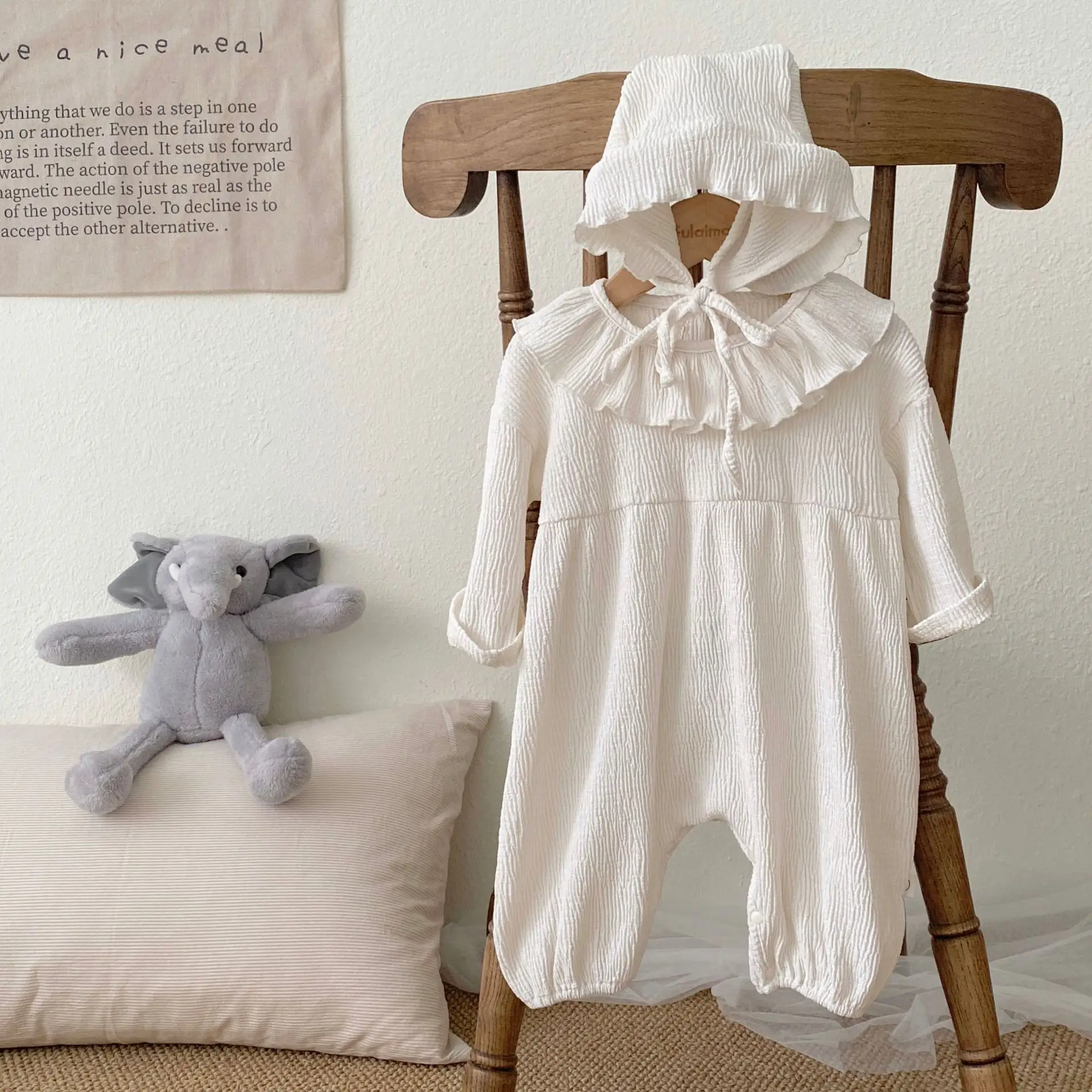 

Baby Lace Collar Rompers Spring and Autumn Solid Color Cute Fashion All-match Casual Simple Rompers Kids Clothes