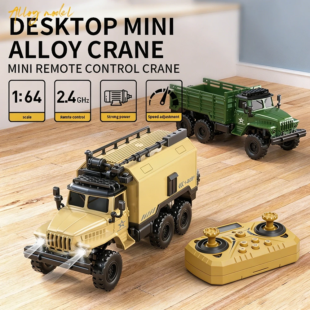 Camioneta RC de Aleación 1:64, Mini Vehículo de Transporte con Tracción en las 6 Ruedas de 2.4GHz, Vehículo Eléctrico con Control Remoto para Niños, Juguete de Regalo para Fiestas