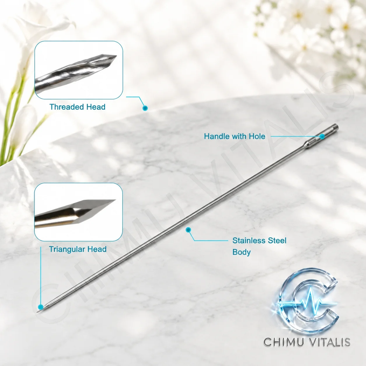 【CHIMU VITALIS】Threaded Stainless Steel Wire Set, 10-Piece Precision Components