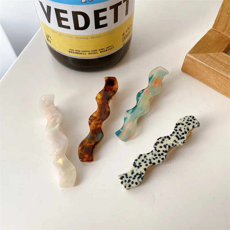 UXSL Fashion Womens Acetate Waves Hairpins Leopard Hair Clip Geometric Hairgrips Girl Sweet Colorful Barrettes Hair Accessories